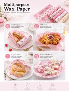 100pcs Printed Wax Paper Sheets, Oil-Proof Food Packaging Paper, Oil-Resistant & Water-Resistant Baking Paper, Suitable For Sandwiches, Burgers, Cookies, Cakes, Picnics, Baking & Takeout Food Packaging, Multiple Styles - Random - View 6