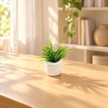 Mini Study Scene Miniature Ornament Set, Laptop And Mouse Model With Desk, Potted Plant And Drink, Home Office Theme Desktop Display Decoration - one-size - View 10