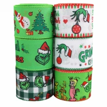 The Grinch 1pc Gnechi Christmas Printed Ribbon Set, Holiday Gift Wrapping Decorative Ribbon Roll, Suitable For DIY Bows, Wreaths, Handicrafts And Party Decorations - Multicolor - View 3