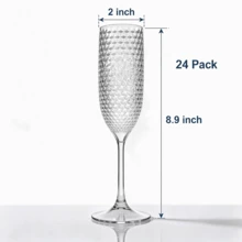 24/12/8/6/3/2/1pc Anti-Fall Acrylic Champagne Cups With Mimosa, Unbreakable Wedding Toast Cups, 5.5oz Reusable Diamond Pattern Wine Glasses, Vintage Drinking Cups Suitable For Weddings, Christmas, Parties And Other Large Gatherings (Clear) - View 8