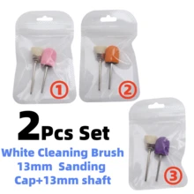 2Pcs Nail Drill Bit Set, 13mm #80 Sanding Cap With Mandrel Shaft And Cleaning Brush, Manicure Nail Polishing Accessories - Multicolor - View 9