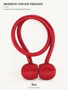 Magnetic Curtain Tiebacks, Elegant Braided Rope Curtain Clips, No-Drill Curtain Holders For Home Bedroom Window Decor - Magnetic Buckle - View 5