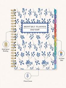 1pc 2027 Jan-2028 Dec Weekly/Monthly Planner Notebook, 5.7" X 8", A5 Monthly Academic Year Notebook With Notes, Waterproof Cover, Personal Planner, Office Desk Supplies, Teacher Gift, Suitable For Men, Christmas Gift - Multicolor - View 5