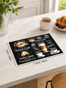 1pc Vintage Cafe Style Letter Print Dish Drying Mat, Absorbent Kitchen Dish Drying Mat, Coffee Machine Mat, Dishwashing Mat, Sink Mat, Kitchen Countertop Protector, Suitable For Cups, Plates, Utensils And Kitchen Decor - Multicolor - View 11