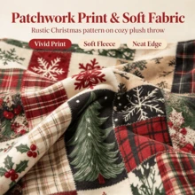 Christmas Patchwork Plaid Snowflake Christmas Tree Print Flannel Blanket, Soft And Comfortable Throw, Christmas Gift, Christmas Blanket, Autumn Home Decor, Bedroom Decor, Room Decor - Multicolor - View 3