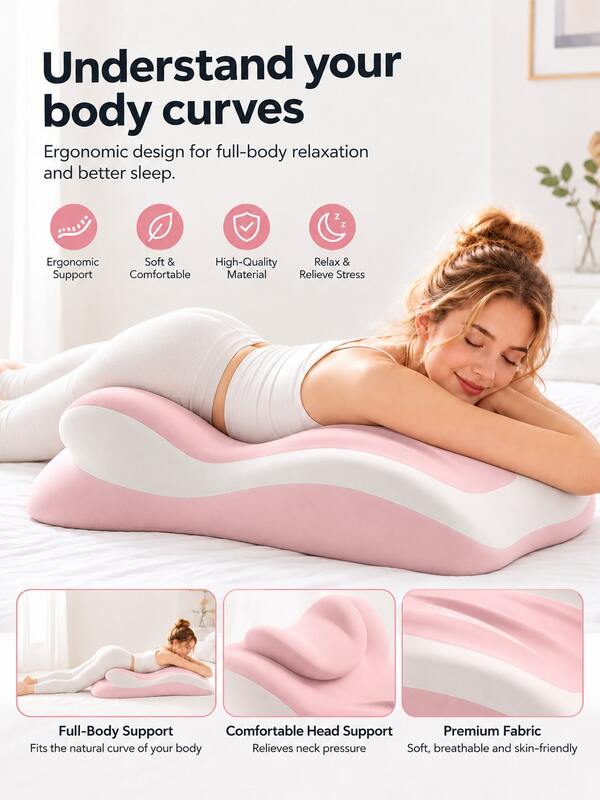 1 pieza Almohada ergonómica para leer, almohada de respaldo, almohada de cuña de espuma de memoria, almohada ajustable para el cuello, cojín de soporte multiposición, adecuado para personas que duermen boca abajo y personas sedentarias, funda de almohada lavable y extraíble - Gris Rosa Mediano