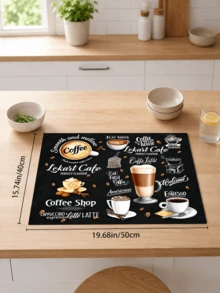 1pc Vintage Cafe Style Letter Print Dish Drying Mat, Absorbent Kitchen Dish Drying Mat, Coffee Machine Mat, Dishwashing Mat, Sink Mat, Kitchen Countertop Protector, Suitable For Cups, Plates, Utensils And Kitchen Decor - Multicolor - View 15