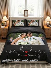 1 Customized Bedspread (Without Core), Breathable And Personalized, With Customizable Names/Text, Suitable For Bedroom Home Decor Gifts, All Seasons Applicable - Multi-color 11 - View 1