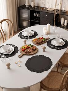 1pc 35cm Silicone Non-Slip Placemat, Nordic Style Dining Table Decor Mat, Washable, Easy To Clean, Wipe-Able, Non-Slip, Elegant Tablemat, Dining Table Setting, Kitchen Tabletop Pad, Holiday Wedding Decoration - Multicolor - View 1