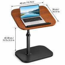 Adjustable C-Shaped Side Table With Tilting Rotating Desktop, Height Adjustable Laptop Desk For Sofa And Bed, Mobile Bedside Table With Edge Stopper, Portable Workstation For Reading, Studying, Home Office, Living Room And Small Spaces - Multicolor - View 3