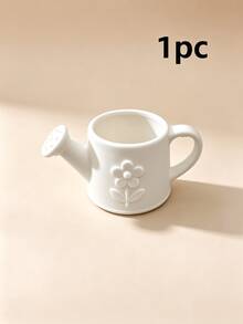 Creative Watering Can Shaped Small Flower Pot, Embossed Floral Cute Succulent Planter, Desktop Mini Potted Plant Decor Ornament, Balcony Indoor Greenery Small Flower Vase - Watering Can and Flower Pot - View 12