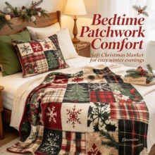 Christmas Patchwork Plaid Snowflake Christmas Tree Print Flannel Blanket, Soft And Comfortable Throw, Christmas Gift, Christmas Blanket, Autumn Home Decor, Bedroom Decor, Room Decor - Multicolor - View 10