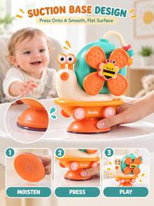 5-In-1 Snail Rotating Toy Set, Windmill Rotating Feeding Station, Rattle, Bath Toy And Friction Car Combination, Soothing Sensory Toy, Suitable For Infants, Toddlers, Tummy Time Toy, Tabletop Toy, Bath Toy, Children's Toy, Unisex, Newborn Gift, Sensory Toy - Multicolor - View 8