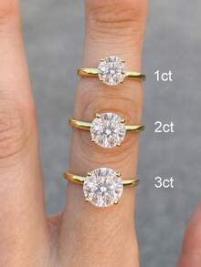1件 1ct-2ct-3ct 閃亮圓形戒指，訂婚戒指，婚禮戒指，女性承諾戒指，永恆戒指，精緻珠寶禮物 - 金色 - 查看 7