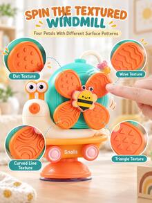 5-In-1 Snail Rotating Toy Set, Windmill Rotating Feeding Station, Rattle, Bath Toy And Friction Car Combination, Soothing Sensory Toy, Suitable For Infants, Toddlers, Tummy Time Toy, Tabletop Toy, Bath Toy, Children's Toy, Unisex, Newborn Gift, Sensory Toy - Multicolor - View 7