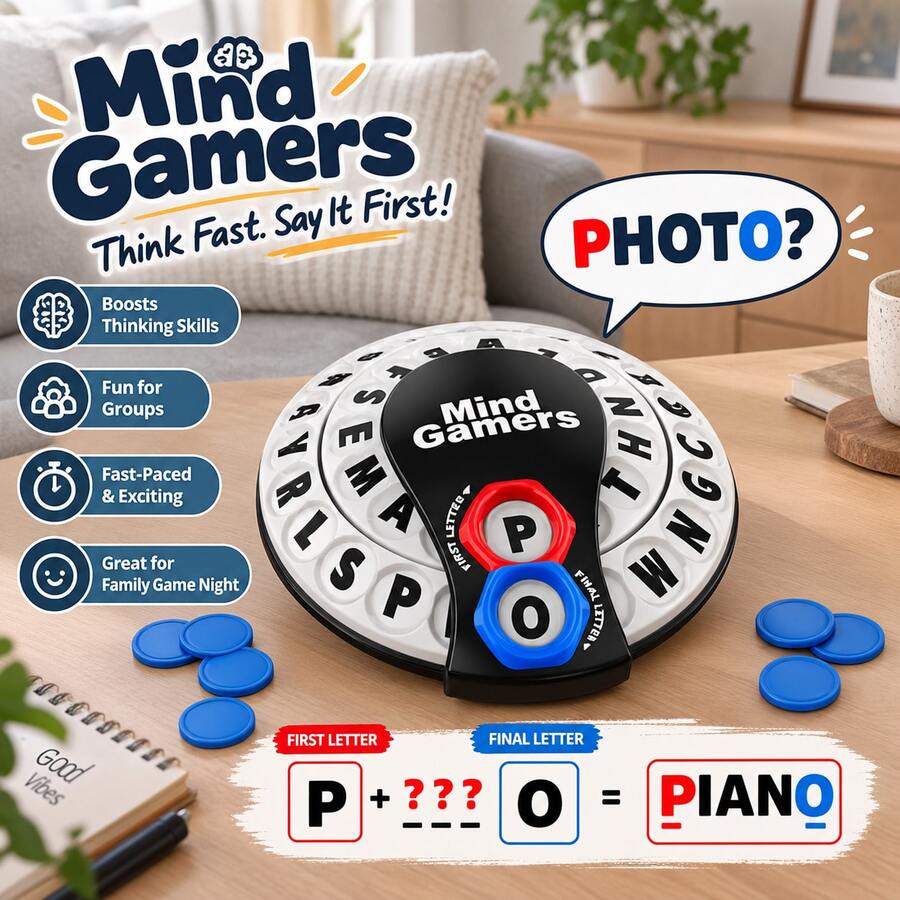 旋轉單字遊戲快節奏字母轉盤桌上遊戲 便攜派對活動對戰玩具 適合多人單字競賽 教育教具 完美生日節日萬聖節聖誕禮物