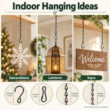 Black Metal Hanging Chain With S-Hook And Snap Clip, Suitable For Plant Baskets, Bird Feeders, Lanterns And Decorations, 25cm - Multiple Styles - View 9