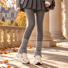 Women's Tight Leggings, Solid Color Knitted Texture Tights, Slim Fit Elastic Pantyhose, Casual Full Length Socks, Suitable For Autumn/Winter Daily Wear - Multicolor - View 15