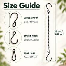 Black Metal Hanging Chain With S-Hook And Snap Clip, Suitable For Plant Baskets, Bird Feeders, Lanterns And Decorations, 25cm - Multiple Styles - View 8