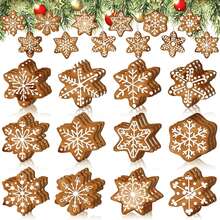 Dekorasi Natal Gantung Kayu Bentuk Kepingan Salju Kue Jahe dengan Tali, Cocok untuk Pesta Natal dan Liburan - MultiWarna - View 4