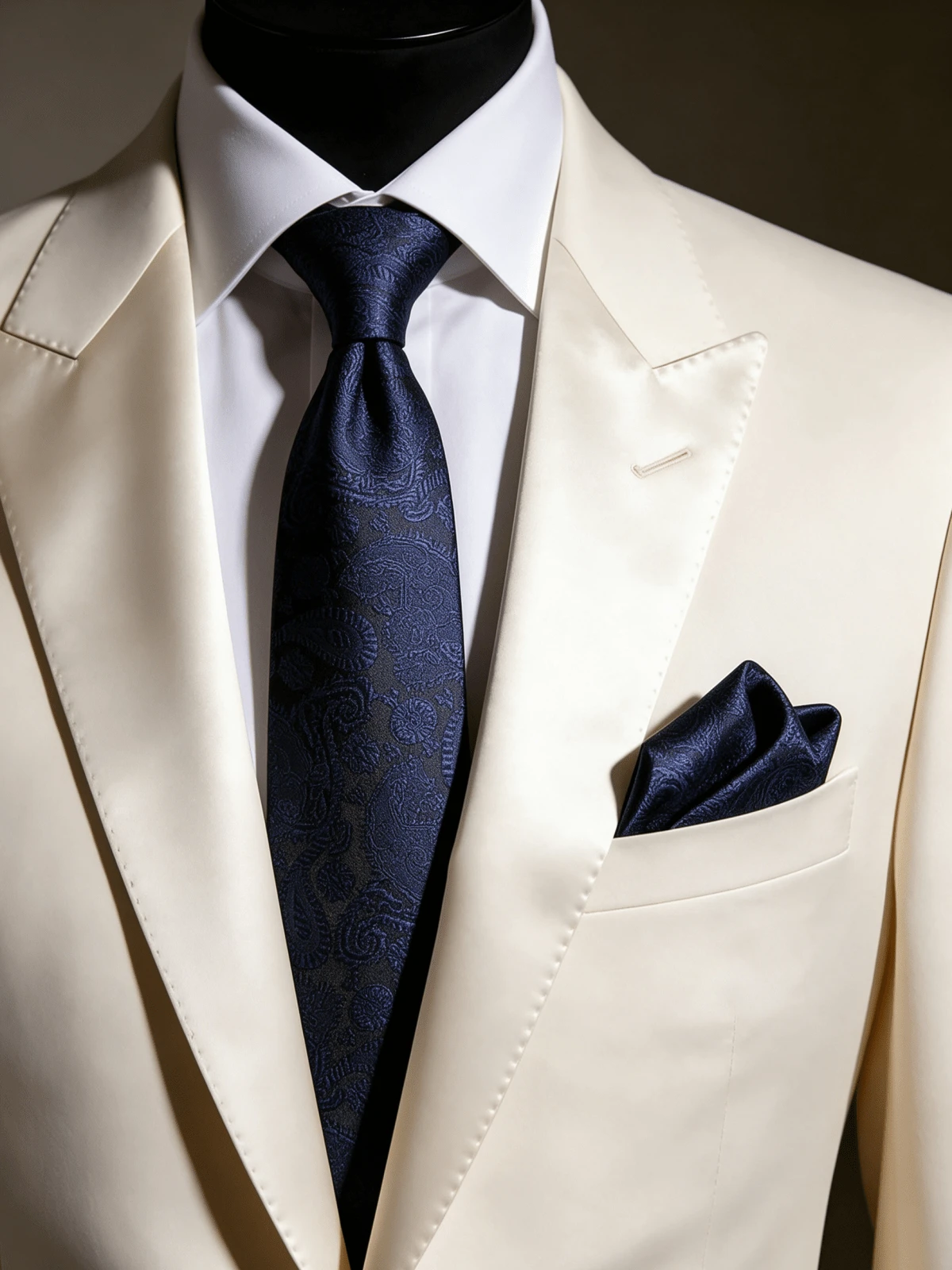 2pcs Men's Paisley Vintage Jacquard Tie & Pocket Square Set, Business Wedding Banquet Versatile 8cm Wide Tie Set - Navy Blue Subtle Jacquard - View 1