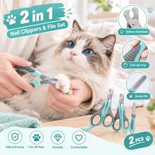 Cat Nail Clipper, Suitable For Indoor Cats, Cat Nail Trimmer With Nail File, Cat Claw Clipper, Pet Nail Clipper, Pet Nail Clipper Set, Suitable For Various Cats, Puppies, Kittens, Small Dogs And Other Small Pets, No Battery Required - A - View 2