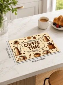 1pc Coffee Bean Print Absorbent Dish Drying Mat, Kitchen Sink Mat, Coffee Machine Mat, Dishwashing Mat, Countertop Protector Mat, Suitable For Cups, Plates, Tableware And Home Kitchen Decor - Multicolor - View 13