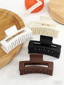 3pcs Solid Color Matte Square Hair Clips, Minimalist Fashion Women's Hair Accessories, Suitable For All Seasons, Vacation Hair Clips - Multicolor - View 6