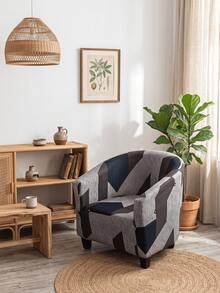Stretch Barrel Accent Chair Cover, Modern Abstract Geometric Pattern Tub Armchair Slipcover, Anti‑Slip Decorative Furniture Protector For Single Sofa Chair - Multicolor - View 6
