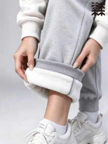 mulinsen Pantalones deportivos con forro térmico para mujer, tela amigable con la piel con cintura elástica, adecuados para fitness, deportes y uso diario - Gris - Ver 7