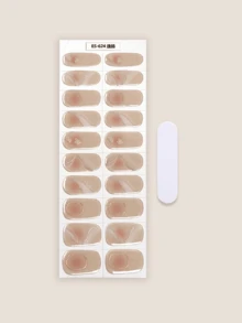 Stiker Kuku Gel Semi Kering Natal, 20 Buah, Tahan Lama, Kualitas Salon, Stiker Kuku Gel Mudah Dipasang & Dilepas dengan Lampu UV - Dusty Pink - View 3