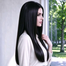 Black 28 Inch Women's Middle Part Long Straight Wig, Versatile Style, Adjustable Breathable Mesh Cap, Easy To Wear And Comfortable, Suitable For Daily Wear, Holiday Parties, Cosplay - Black - View 6