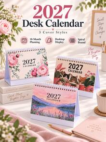 1PC Vintage Plant And Animal Pattern - 2027 Calendar, Coil-Bound Desktop Decorative Calendar, For Scheduling And Time Reminders, A Time Gift For Friends - Single Piece - View 4