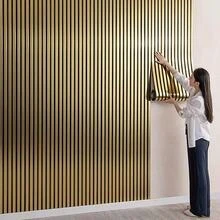 Brodark 1 Roll 40x300cm Self-Adhesive Mirror Striped Design Wall Sticker Wallpaper 3D Wall Panel Removable Gold/Silver Color Stain-Resistant Wear-Resistant Suitable For Hotel, Club, Exhibition Hall Background Wall - Gold and Silver Rolls 40x300cm - View 7