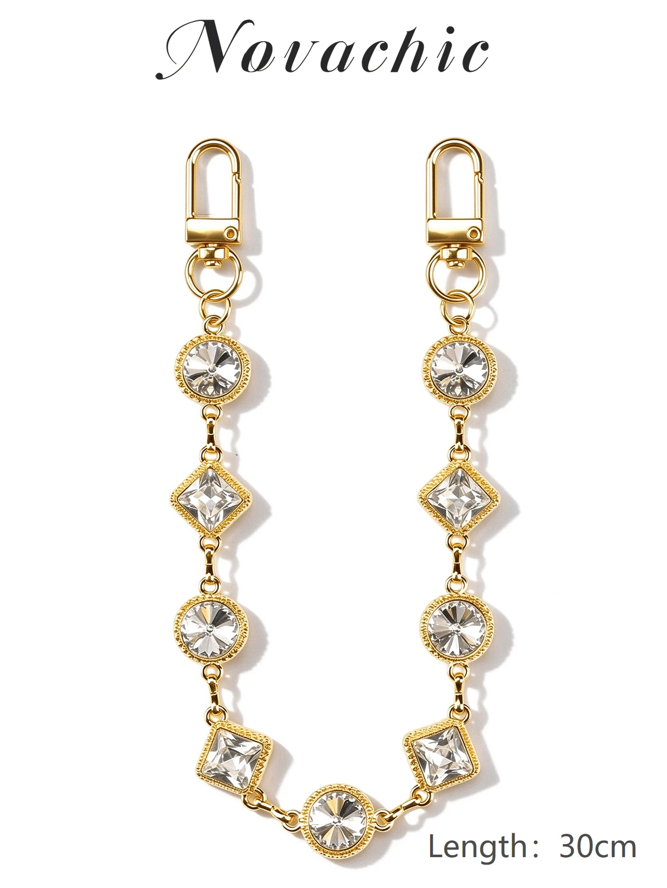 1pc Rhinestone Decorated Women's Bag Chain (First Diamond Shape Round And Square Random) - Gold - View 1
