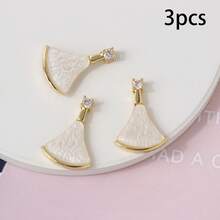 3/5pcs Copper Inlaid Micro-Zirconia Shell Scallop Shaped Fashion Charm Pendant, For Handmade DIY Jewelry Making Necklace Bracelet Earrings Bag Chain Keychain Key Chain - Multicolor - View 7