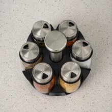 6-Jar Rotating Spice Rack Organizer - Black - View 4