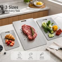 Stainless Steel Cutting Board, Double-Sided Stainless Steel Cutting Board, Suitable For Kitchen Cutting Meat, Vegetables And Fruits, Easy To Clean; - 1PC - View 4