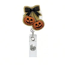 1/6pcs Halloween Ghost Acrylic Rotating Crocodile Clip Retractable Badge Reel - Multicolor - View 7