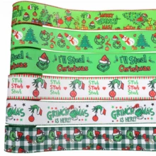 The Grinch 1pc Gnechi Christmas Printed Ribbon Set, Holiday Gift Wrapping Decorative Ribbon Roll, Suitable For DIY Bows, Wreaths, Handicrafts And Party Decorations - Multicolor - View 1