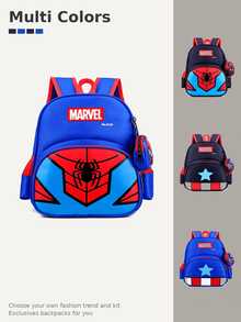 Disney Marvel Spider-Man Backpack, Multi-Color Cartoon Superhero School Bag With Coin Purse; Suitable For Teenagers And Adults Anime Manga Hero Daily Use. Travel Backpack, Lightweight And Durable, Front Pocket Design; Suitable For School, Office And Daily Commute Casual Travel Crossbody Bag. Marvel Logo, Model 8136, Multiple Designs Available - Multicolor - View 1