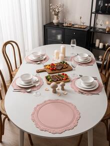 1pc 35cm Silicone Non-Slip Placemat, Nordic Style Dining Table Decor Mat, Washable, Easy To Clean, Wipe-Able, Non-Slip, Elegant Tablemat, Dining Table Setting, Kitchen Tabletop Pad, Holiday Wedding Decoration - Multicolor - View 1