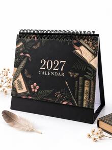 2027 Vintage Black Desktop Calendar With Different Beautiful Covers - The Inner Pages Feature Various Flower Designs, And The Back Can Be Used As A Memo, Perfect As A Gift For A Friend. - Single Piece - View 14
