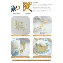 10/20pcs Gold Mirror Acrylic Birthday Cake Toppers, Birthday Party Cake Decoration, Cupcake Dessert Table Decor, Celebration Event Baking Accessories - A - View 8