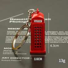 3pcs Cute London Travel Keychain, Red Telephone Booth & Bus Charm, Aesthetic Keyring For Backpack, Gift For Travelers - Multicolor - View 4