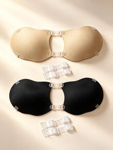 1 Pair One-Piece Bra, Featuring Apple-Shaped Straps And Front Closure Design, With Push-Up And Lifting Effect And Padded Cups, Specially Designed For Small Breasts To Make Them Look Fuller, Suitable For All Seasons, Perfect For Formal Wear And Everyday Outfits - Multicolor - View 3