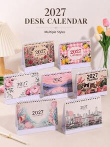 1PC Vintage Plant And Animal Pattern - 2027 Calendar, Coil-Bound Desktop Decorative Calendar, For Scheduling And Time Reminders, A Time Gift For Friends - Single Piece - View 3