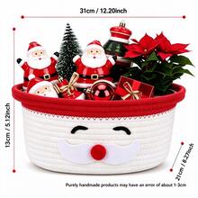 1pc Cute Christmas Theme Storage Basket, Home Living Room Holiday Decoration Gift Storage Bin - Multicolor - View 4