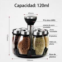 6-Jar Rotating Spice Rack Organizer - Black - View 8