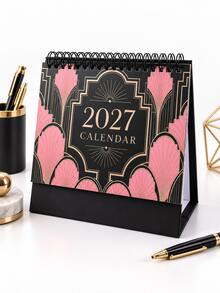 2027 Vintage Black Desktop Calendar With Different Beautiful Covers - The Inner Pages Feature Various Flower Designs, And The Back Can Be Used As A Memo, Perfect As A Gift For A Friend. - Single Piece - View 11